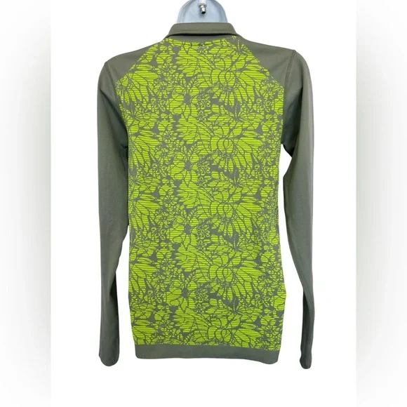 💚 EUC Fabletics Nanette Neon Green & Gray Floral Full-Zip Jacket | Women’s Small - Picture 9 of 13